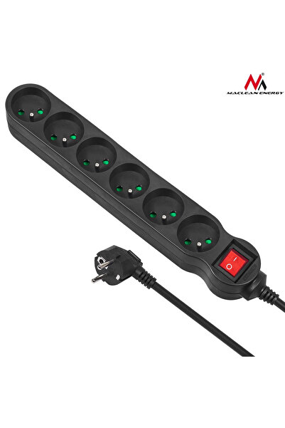 Maclean Power strip MCE187 6 sockets with switch black 3m 2300W