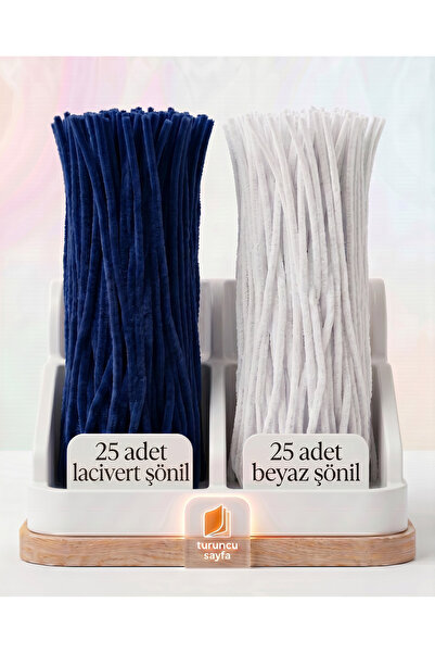 everart Şönil Seti 50 adet-25 adet lacivert şönil,25 adet beyaz şönil-yapay ç...