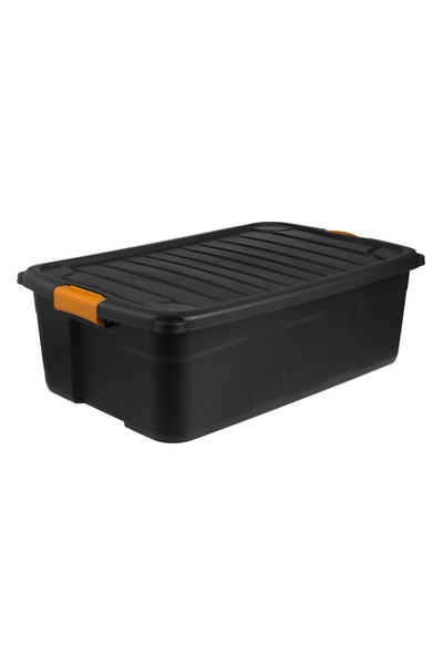 Zumzeria 60L Heavy-Duty Black Plastic Storage Box