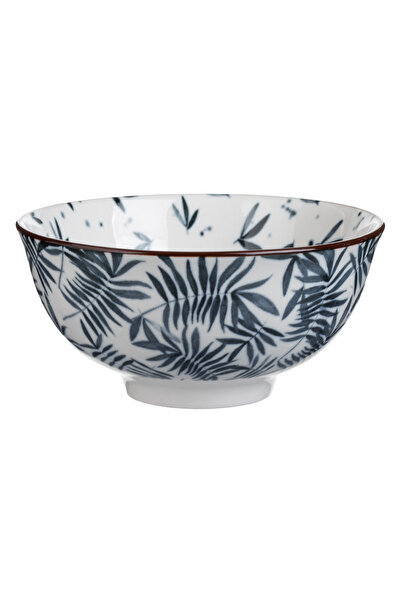 Zumzeria White Porcelain Bowl with Gray Leaf Pattern 290ml
