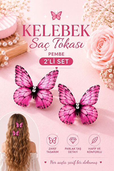 Design 4N Kelebek Toka 2'li Set / Gerçekci ve Günlük Kullanım Pens Toka