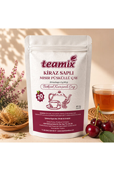 teamix Kiraz saplı mısır püsküllü bitkisel karışımlı çay 20 süzen doypack amb...