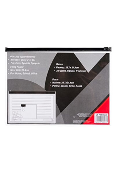 Zumzeria Dosar de arhivare transparent cu fermoar, din plastic negru, 28.7x21...