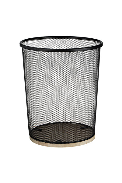 Zumzeria Metal Trash Can with Wooden Base Ø23.5x26cm - 8.5L
