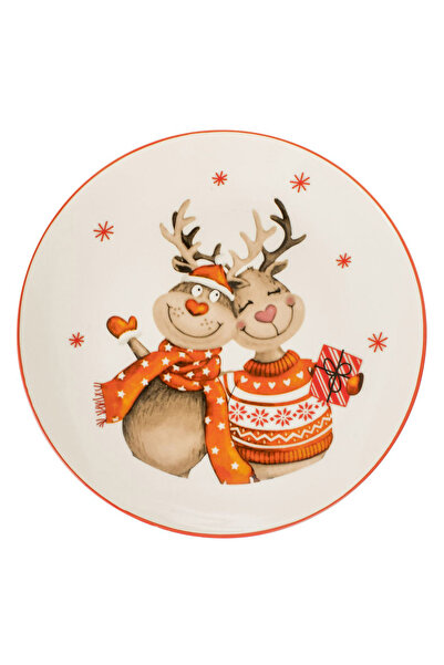 Zumzeria Christmas Porcelain Plate Ecru Stags Ø19cm