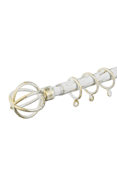 Zumzeria White Brushed Metal Extendable Curtain Rod with Sphere 160-300cm