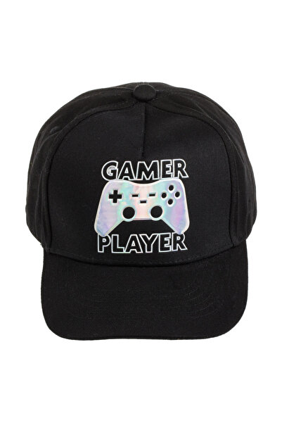 OEM Black Cotton Cap with Holographic Joystick "Gamer Player" for Kids