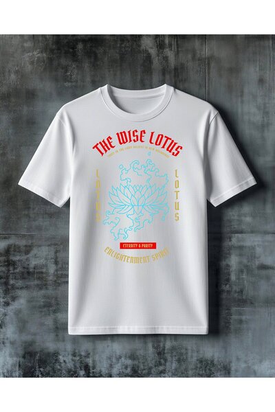COMVİCHO Wise Lotus Enlightenment Printed Oversize T-Shirt