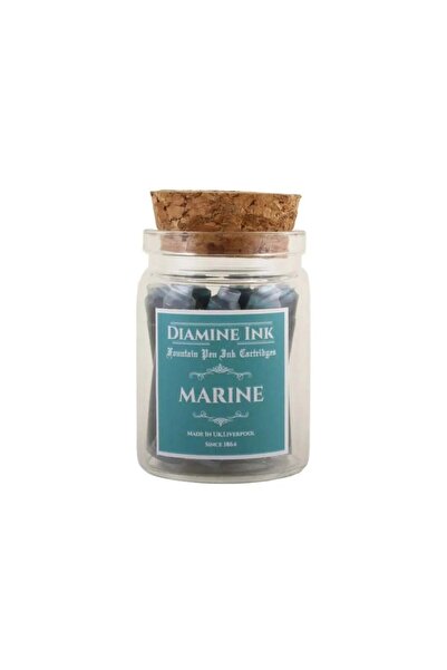 Diamine Mantar Kapak Cam Şişe 12'li Kartuş Seti Marine