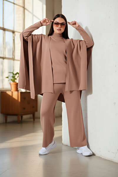 Intisimo Women's Knitted Three-Piece Classic Set, Powder Pink