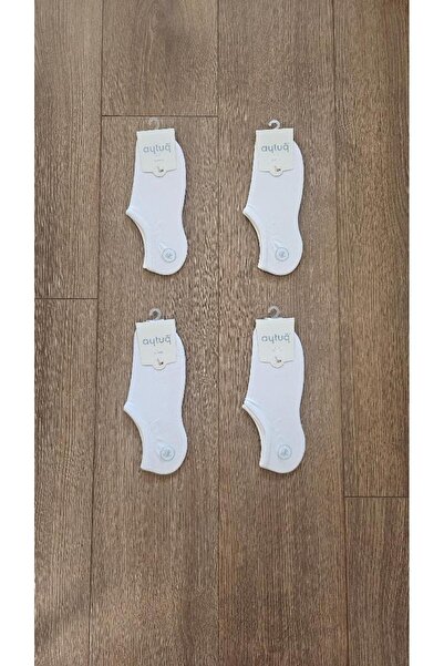 Aytuğ Summer Season 4 Pairs of Combed Cotton Women's White Sneaker Socks - 34352