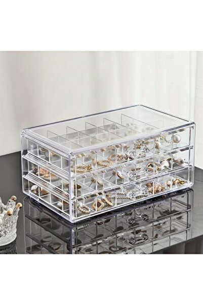 varioshop Cutie de bijuterii cu 3 sertare și 72 compartimente, Organizator tr...