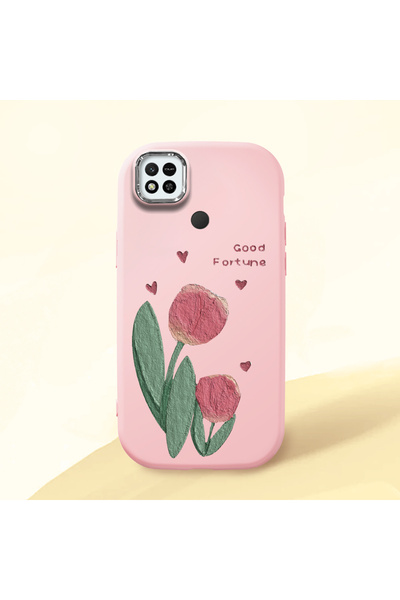 ucuc Redmi 9C/10A Uyumlu Darbe Emici Kamera Korumalı pembe Silikon Kılıf