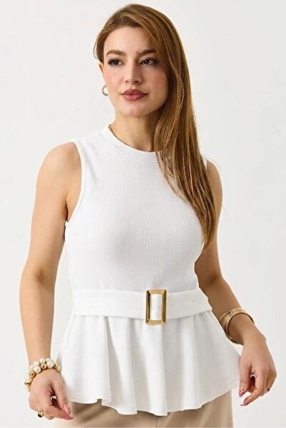 Raneel Kazançlı Alışveriş Women's Buckle Detailed Camisole Crew Neck Blouse W...