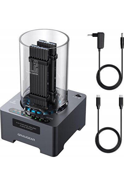 Graugear Stație de clonare pentru SSD-uri M.2-NVME - cu ventilator și buton d...