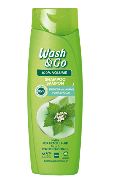 WASH&GO Sampon cu extract de urzica, pentru par cu tendinte de rupere,360 ml
