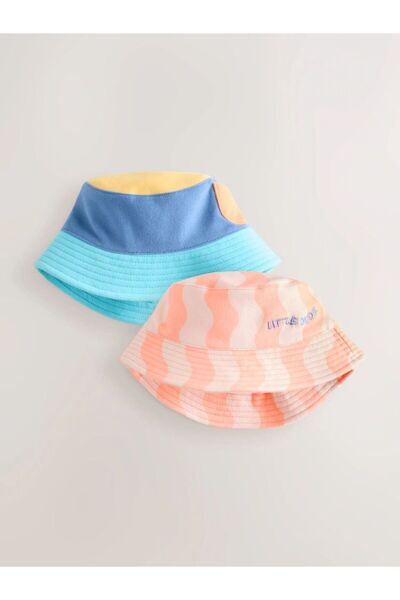 Next Baby Cotton Blue and Orange Hat (Pack of 2)
