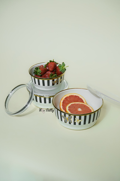 Miss Betty Papillon Enamel Storage Container with Lid Decorative Kitchen Orga...