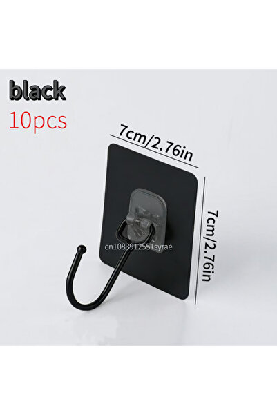 Choice7 black-10pcs Self Adhesive Hooks Rotating Waterproof Seamless Strong S...