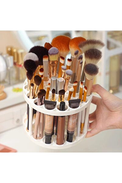 Choice white Stay Organized! Rotating Makeup Brush Holder with 45 Holes - Kee...