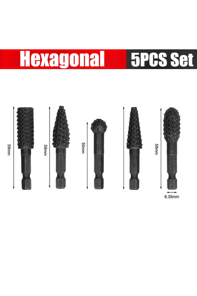 Choice Hexagonal 5PCS Set 10/5PCS Rotary Burr Rasp Set Wood Carving File Rasp...