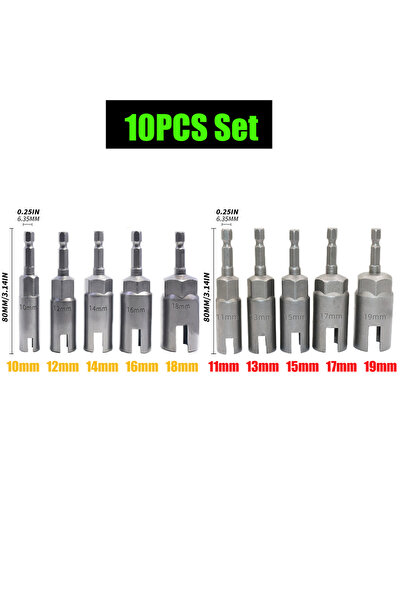 choice2 10PCS Set 65mm 80mm 1/4” Hex Shank Wing Nut Driver Set Slot Wing Nuts...