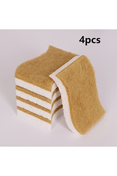 Choice light yellow 4-piece set of kitchen sponge, made of coconut fiber mate...