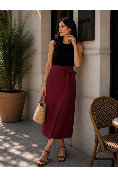 oniks store Women's flora fabric tie detail skirt