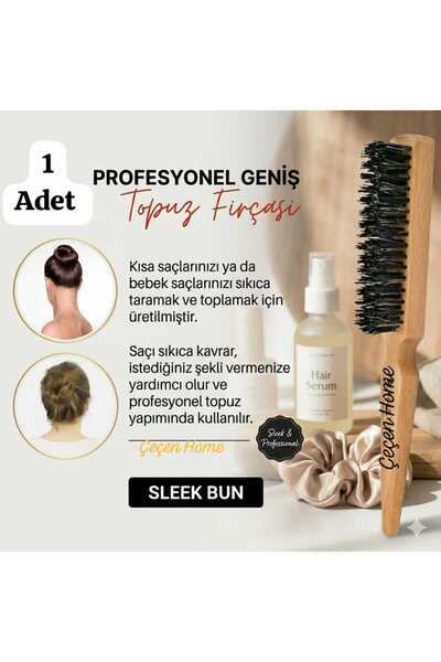 ÇEÇEN HOME (1 bucată) Perie profesională pentru coc, pieptene cu peri și mâne...