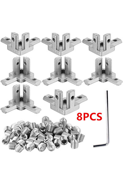 Choice Silvery-8P 8 قطع دعامات زاوية 90 درجة من الألومنيوم، موصل داخلي بفتحة ...