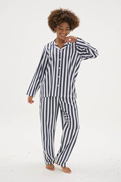 KLY Yeni Üst Kalite Kadın Apaj Yaka Kadın Gaffur Desenli Pijama Takımı