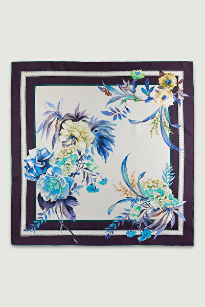 Triko Mısırlı Purple Soft Floral Figured Silk Scarf