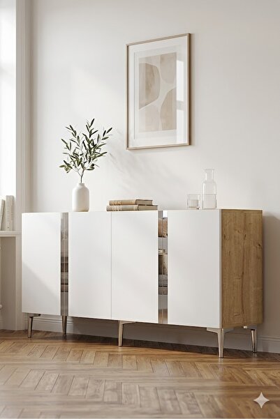 CENEYRA KA1598DBS ANKA Konsol ve Tv Sehpası Safirmeşe-Beyaz-Silver 150cm