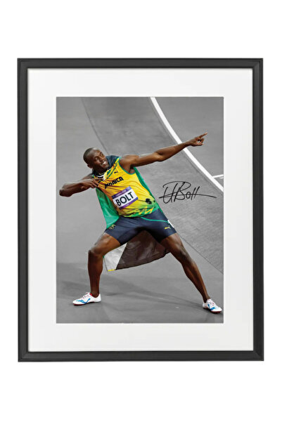 Boomah Accessories Usain Bolt Printed Autograph - Framed Poster 50x40cm - Spo...