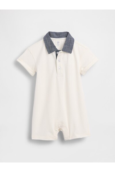 GAP Bebek Beyaz Pique Polo Şort Tulum
