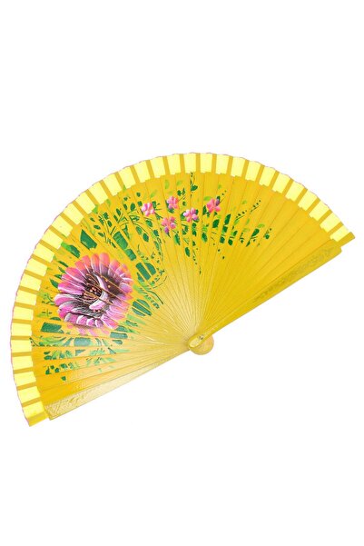ButicCochet Evantai pliabil, din lemn, Buticcochet, cu model floral pictat, 2...
