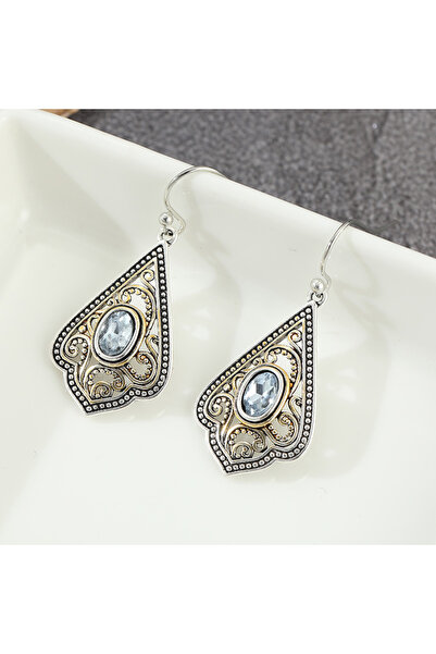 Choice Blue A297 Vintage Dazzle Blue Synthetic Zirconia Hollowed Pendant Earr...