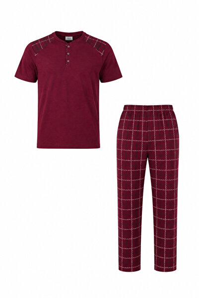 Mutlu City Men's Comfortable Fit Round Neck Short Sleeve Cotton Pajama Set 9055