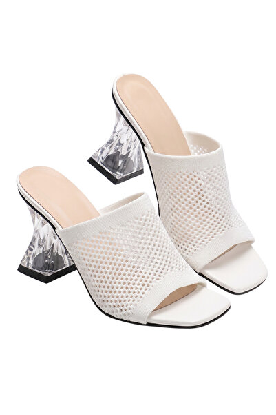 Barinoska Women's Knitwear Transparent Heeled Slippers 8 cm Jurdan Sole Styli...