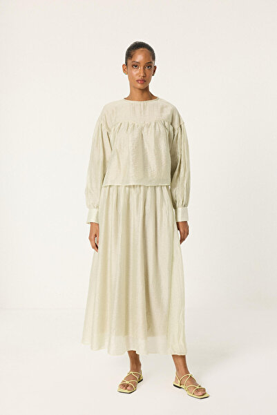 Touché Privé Balon Kol Pleated Blazer Skirt Double Set