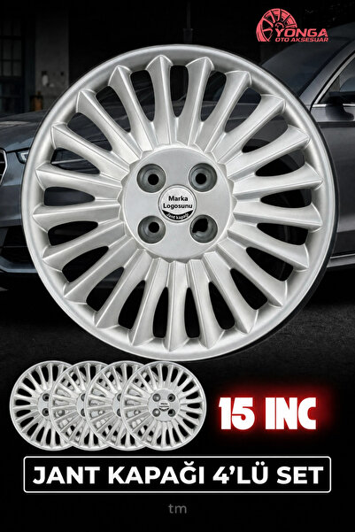 YONGA OTO AKSESUAR Fiat Fiorino Jant Kapağı 15 İnç Kırılmaz 4'lü + 4 Amblem
