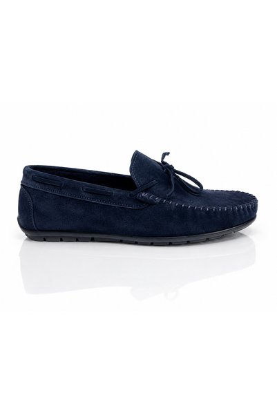 BETO Navy Blue Suede Genuine Leather Men's Loafer Shoes
