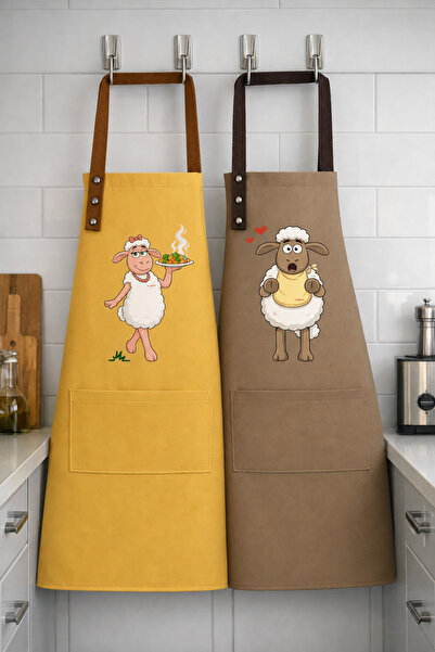 Hulganz Kitchen Apron Set of 2 Stain-Resistant Water-Repellent Fabric Colorfa...