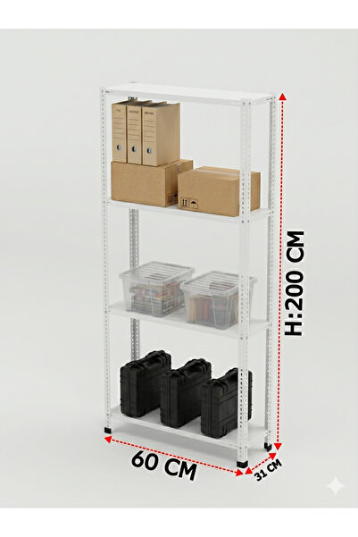 AYYILDIZ RAF 31x60 4 Katlı Çelik Raf & Depo Rafı & Arşiv Rafı & Kiler Rafı