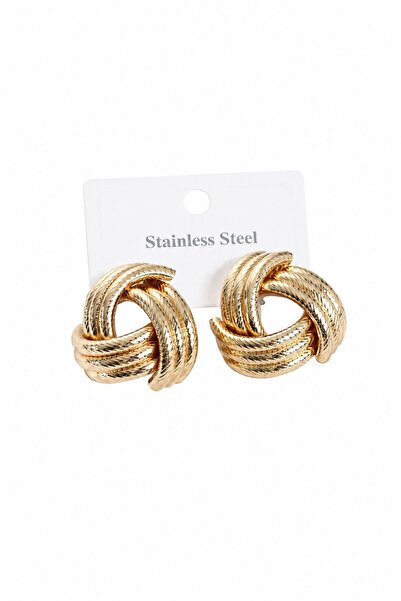 serelya 316L Steel Gold Color Spiral Model Women's Earrings