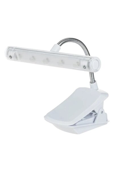 DAsiNU White LED Reading Lamp with White Clip 15cm