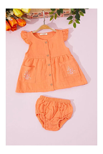 PAZENDE Baby Girl Dress and Pantyhose Set - Muslin Fabric - 3-24 Months