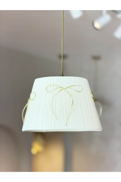 Maison Avf Krem Kadife Süet Eskitme Gold Fiyonk Kurdele Modern Sarkıt Avize