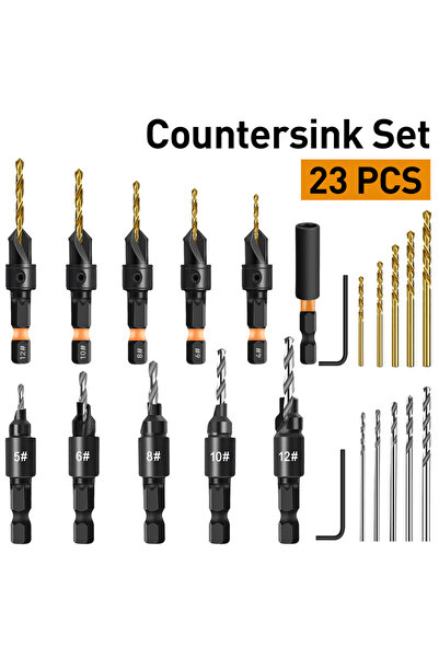choice2 Hexagonal 23pcs 23pcs Countersink Drill Bit Set Woodworking Pilot Hol...
