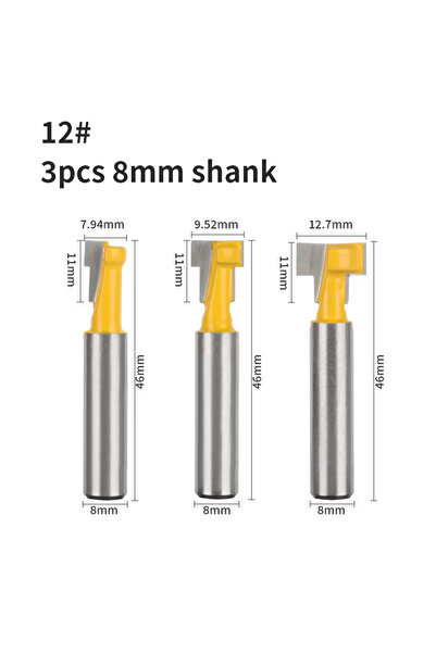 Choice5 3pcs 8mm Shank 6mm 6.35mm 8mm Shank T-Slot Cutter Router Bit 3pcs Set...